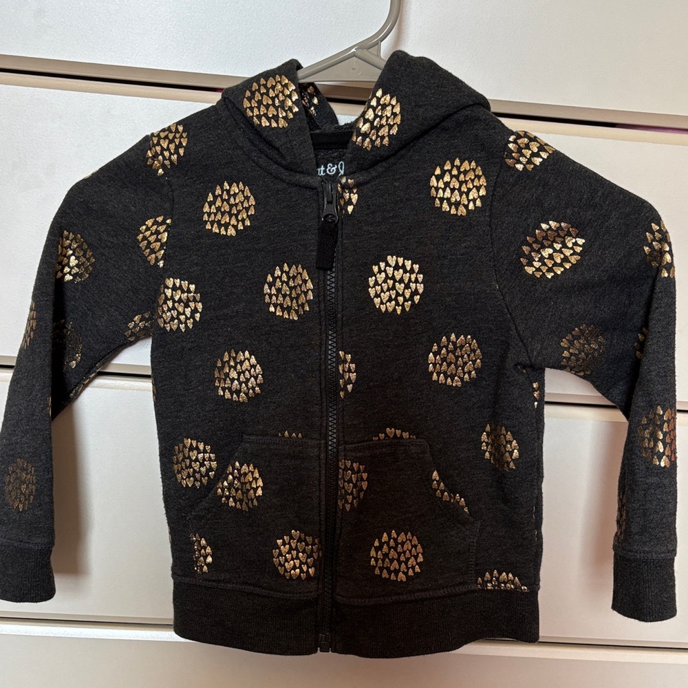 Girls 4T Cat and Jack Black and Gold Zip Up Hoodie